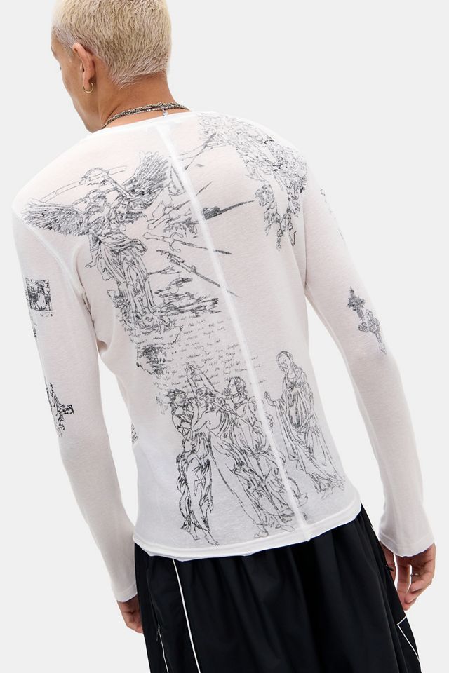 Jaded London White Tattoo Mist Long Sleeve Top #1