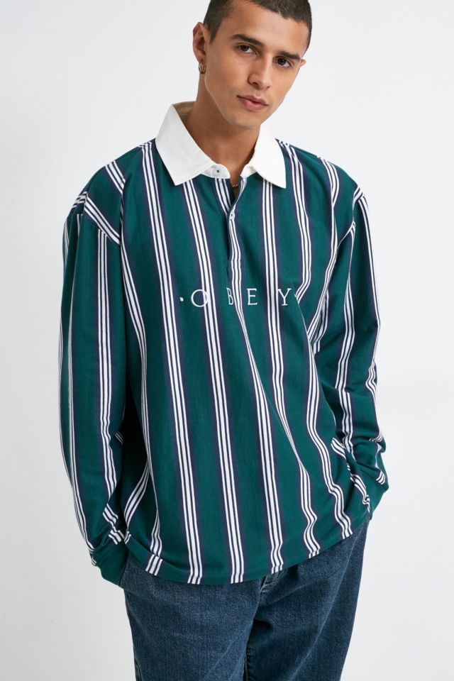 OBEY Firm Classic Teal Long Sleeve Polo Shirt