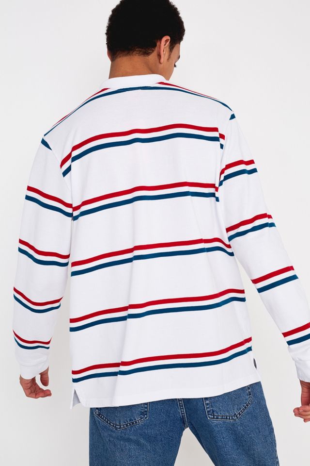 Santa Cruz Polo de manga larga a rayas rojas, blancas y azules #3