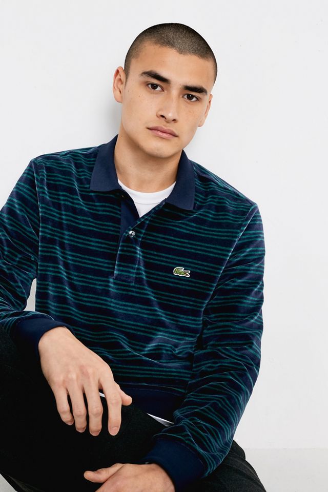 Lacoste Velour Long-Sleeve Polo Shirt | Urban Outfitters UK