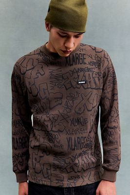 Sweat-shirt XLARGE marron avec logo imprimé