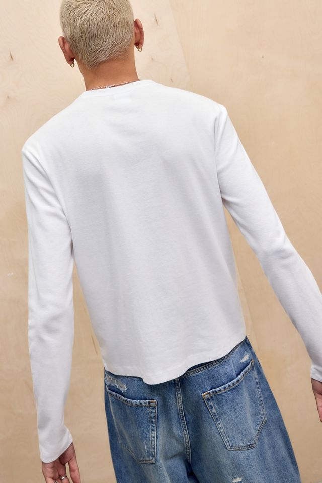 Maglietta a maniche lunghe slim bianca UO #3