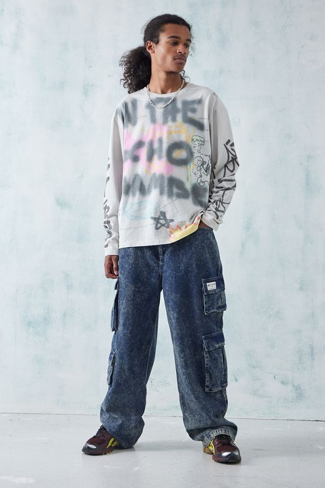 UO Off-White Echo Doodle Long Sleeve T-Shirt  #1
