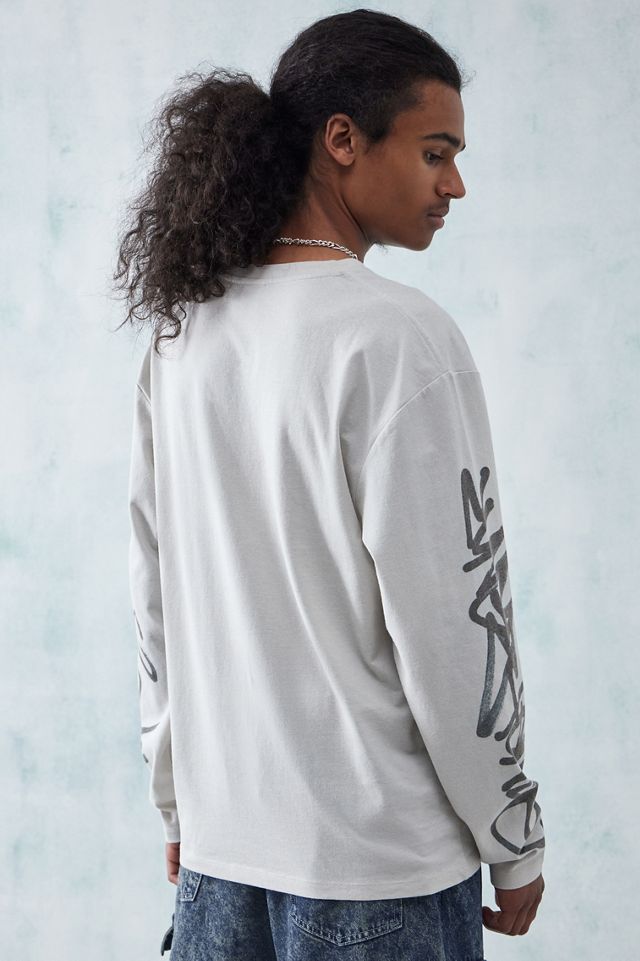 UO Off-White Echo Doodle Long Sleeve T-Shirt  #3