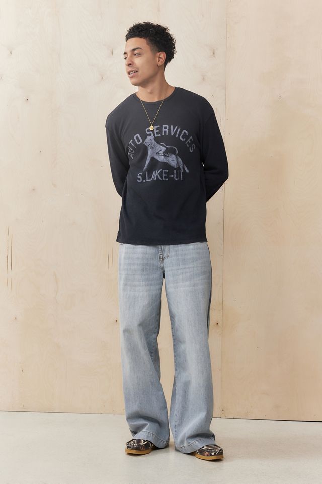 UO Black Auto Service Waffle Long Sleeve T-Shirt #1