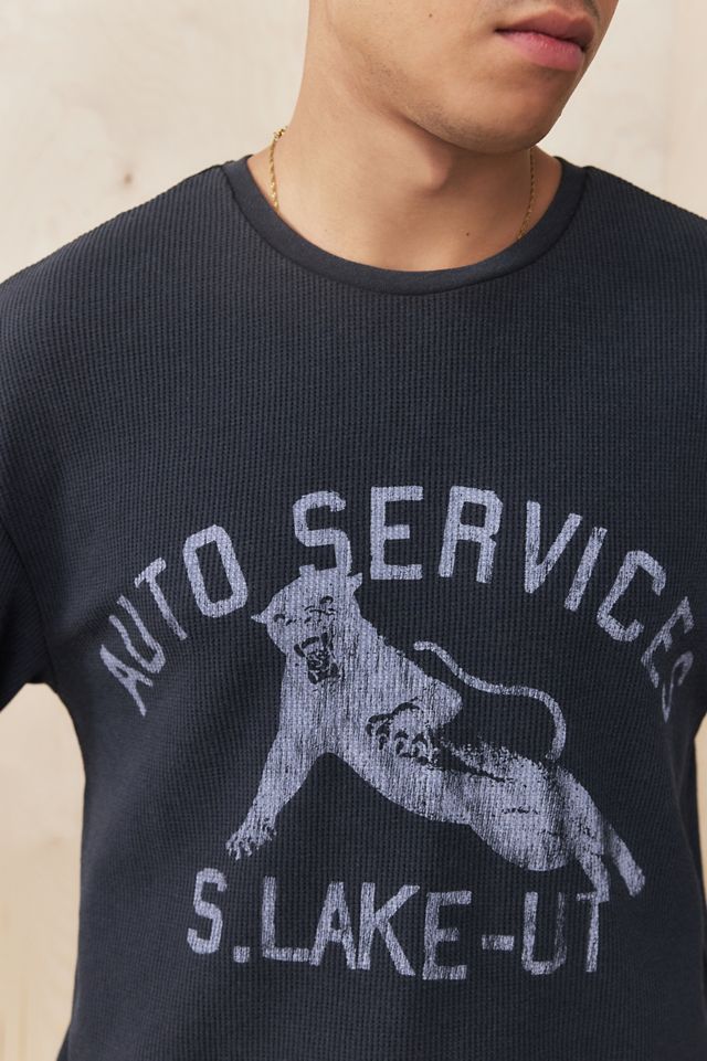 UO Black Auto Service Waffle Long Sleeve T-Shirt #2