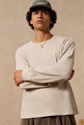 Loom Heather Plain Waffle Crew Neck Top