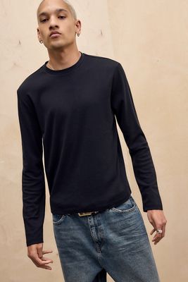 UO Schwarzes Langarm-Slim-T-Shirt