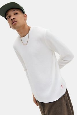 BDG Ecru Plain Long Sleeve Waffle T-Shirt