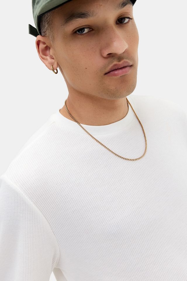 BDG Ecru Plain Long Sleeve Waffle T-Shirt #2