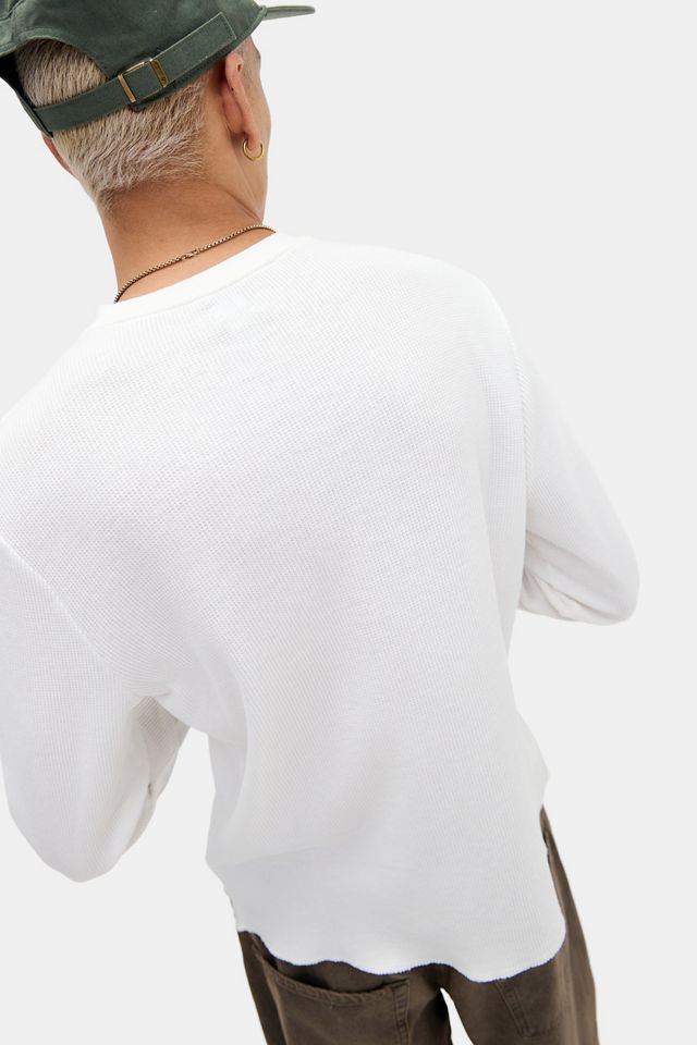 BDG Ecru Plain Long Sleeve Waffle T-Shirt #3
