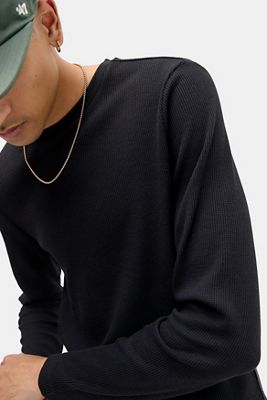 BDG Maglietta Waffle Nera a Maniche Lunghe