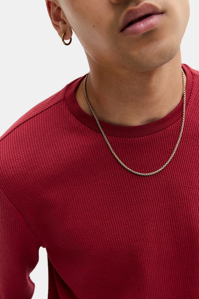 BDG Rotes Einfarbiges Langarm-T-Shirt mit Waffelstruktur #2
