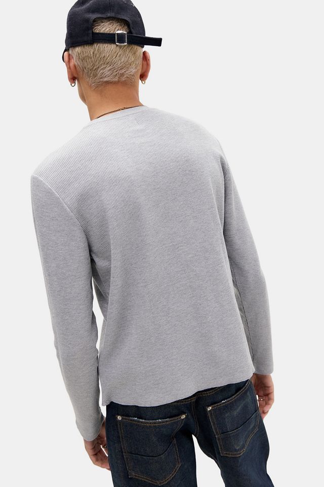 BDG Grey Plain Long Sleeve Waffle T-Shirt #3