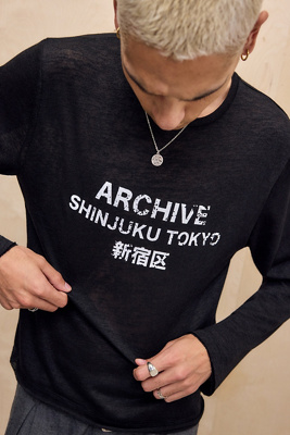 UO Black Archive Tokyo Long Sleeve T-Shirt | Urban Outfitters UK