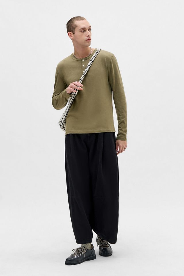 UO Green Henley Long Sleeve T-Shirt #1