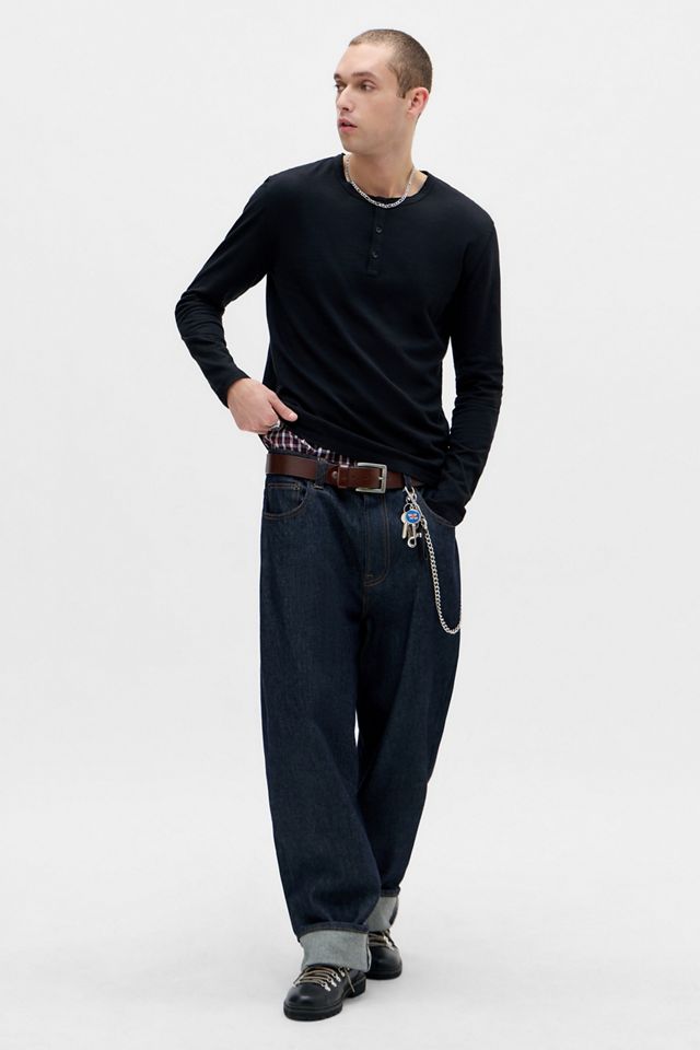 UO Black Henley T-Shirt #1