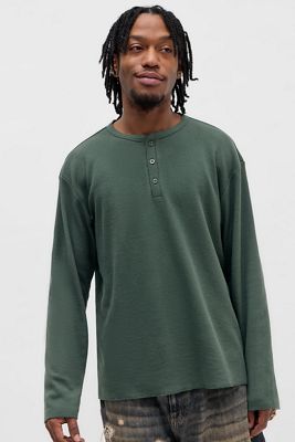 UO Waffle Henley Long Sleeve T-Shirt