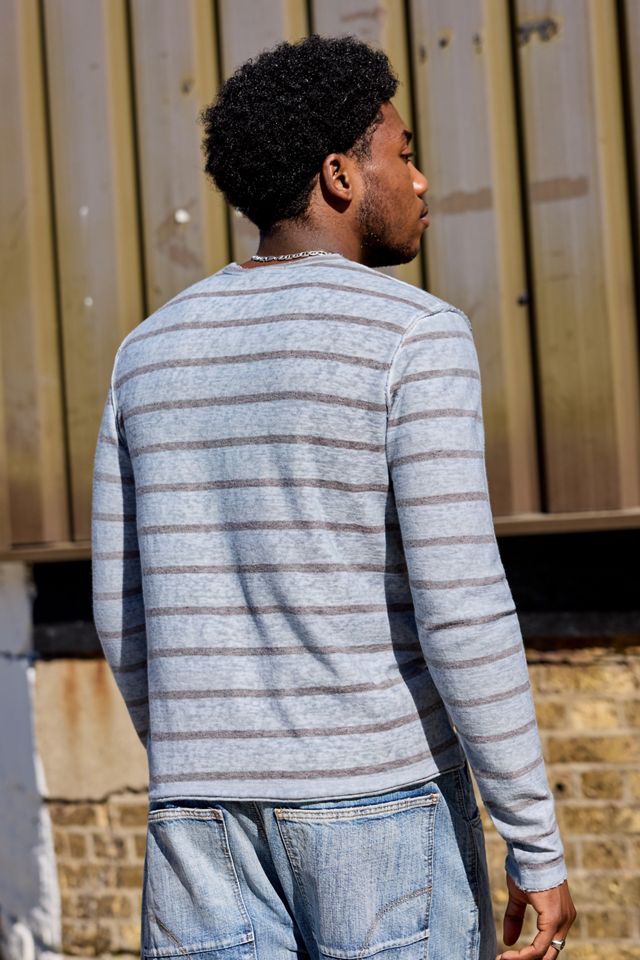 Archivis Grau Gestreiftes Langarm-Slub-T-Shirt #3