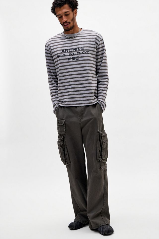 UO Archive Striped Long Sleeve Slub Graphic Tee #1