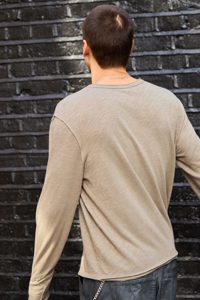 Archivis Beiges Asymmetrisches Langarm-T-Shirt mit Knöpfen #2