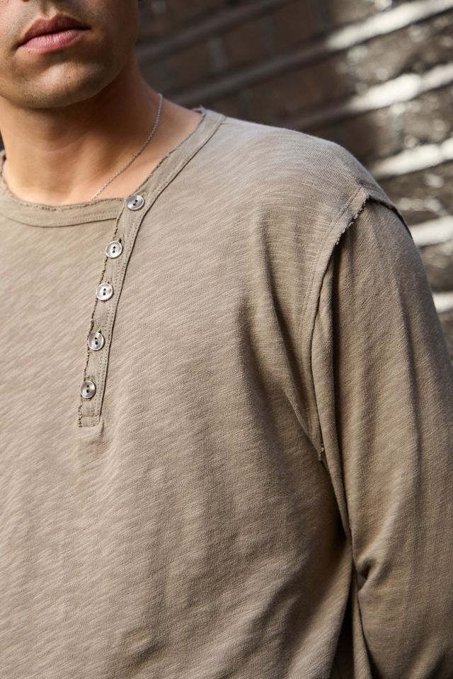 Archivis Beiges Asymmetrisches Langarm-T-Shirt mit Knöpfen #3