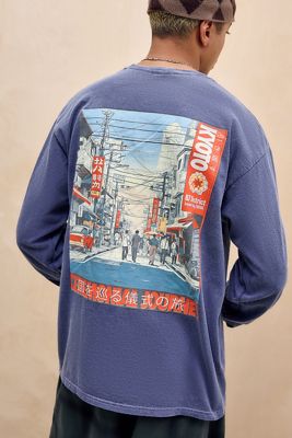 UO Blue Kyoto Long Sleeve T-Shirt