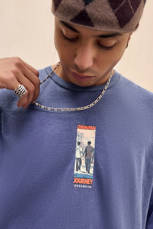 UO Blaues Kyoto Langarm-T-Shirt