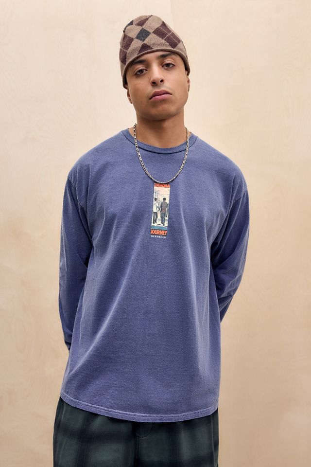 UO Blaues Kyoto Langarm-T-Shirt