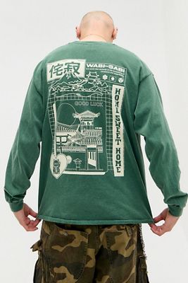UO Green Wabi-Sabi Long Sleeve T-Shirt