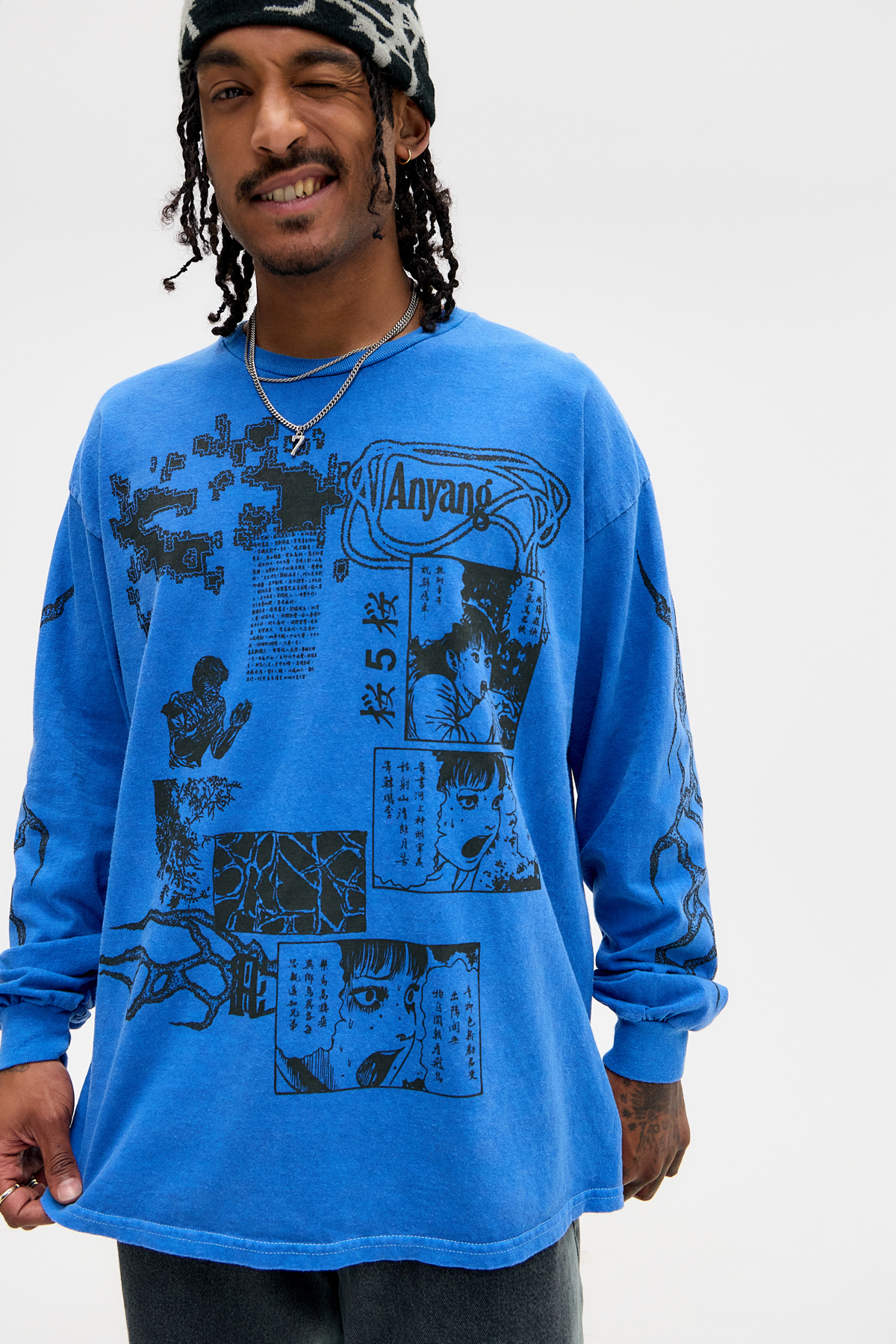 UO Cobalt Blue Anyang Long Sleeve T-Shirt