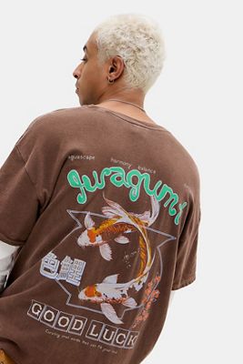 UO Brown Koi Fish Double Layer T-Shirt