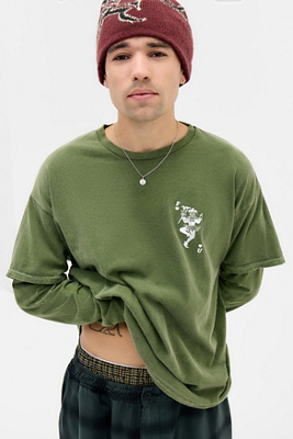 UO Green FU Double Layered T-Shirt - Green S at Urban Outfitters