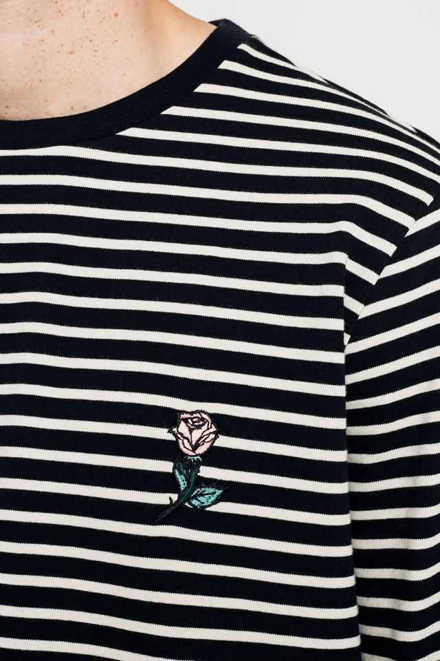 UO Black and Ecru Striped Rose Long-Sleeve T-shirt #2