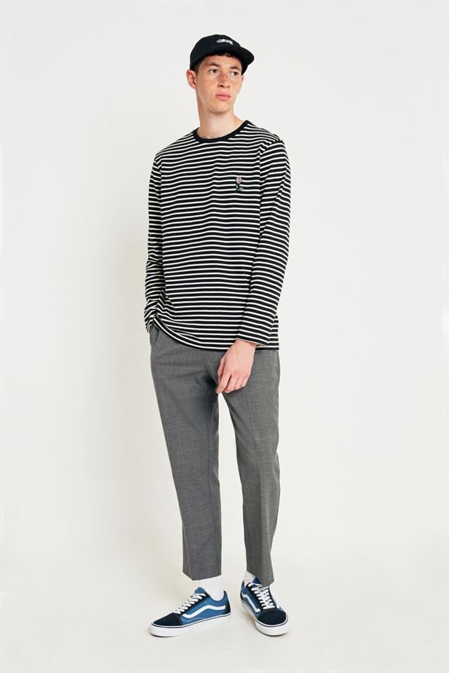 UO Black and Ecru Striped Rose Long-Sleeve T-shirt #4