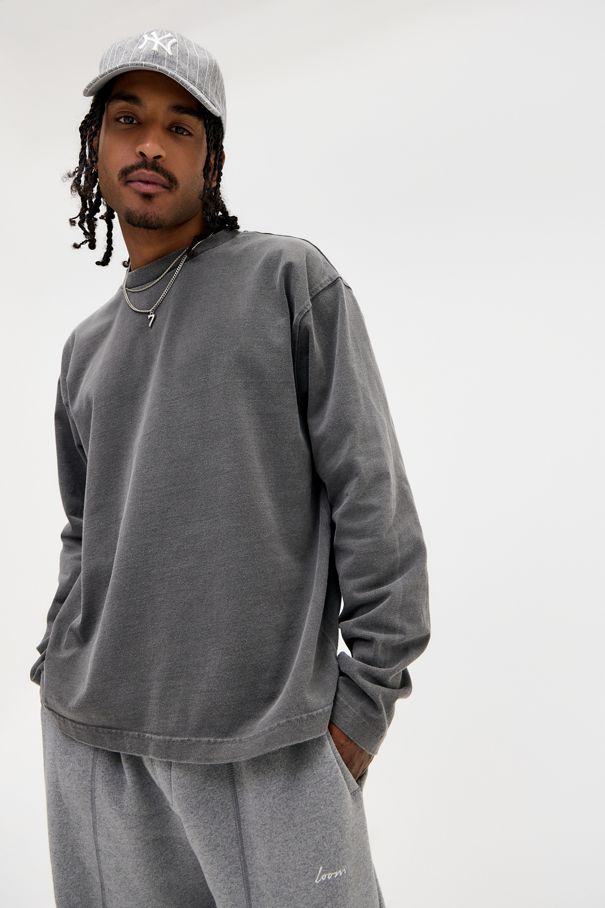 Loom Washed Black Long-Sleeve T-Shirt