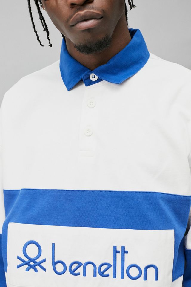 BENETTON RUGBY ラグビーシャツ　ユニフォーム Benetton White & Blue Rugby Shirt | Urban Outfitters UK