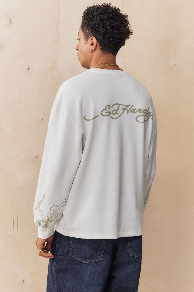 Ed Hardy UO Exclusive White Waffle T-Shirt #1