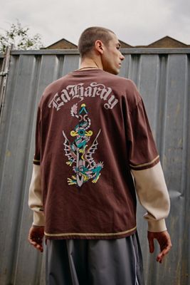 T-shirt Ed Hardy UO Exclusive marron à double couche
