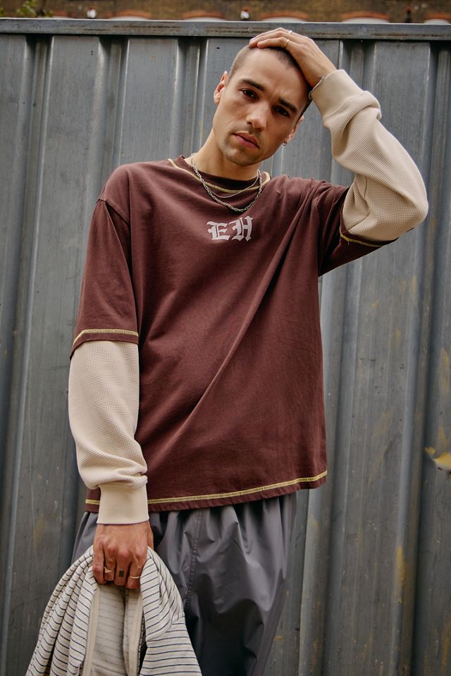 Ed Hardy UO Exclusive Brown Double Layer T-Shirt #1