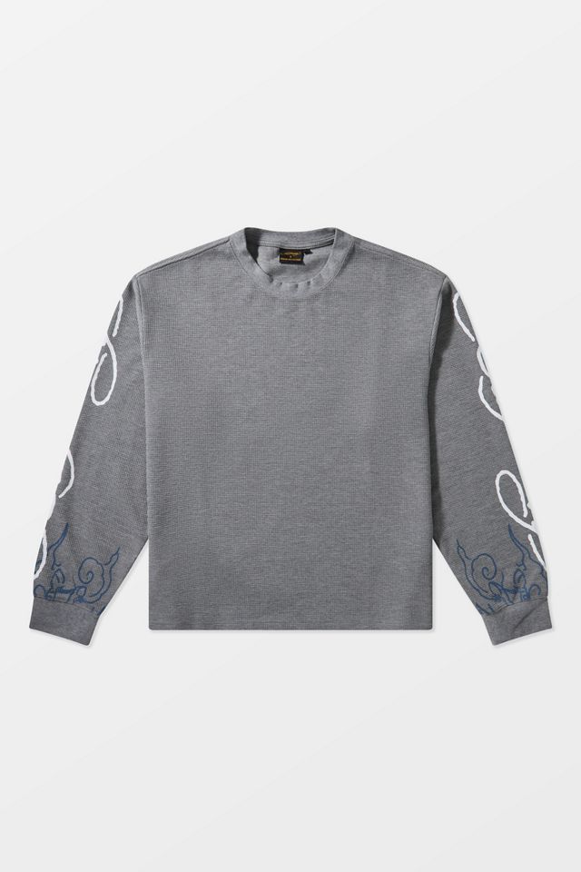 Ed Hardy UO Exclusive Grey Sword Dragon Waffle Long Sleeve T-Shirt #5