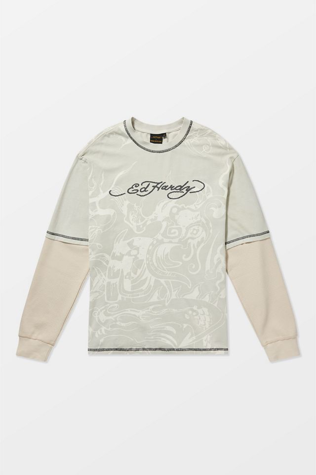 Ed Hardy UO Exclusive Maglietta Doppio Strato a Waffle #6