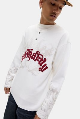 Ed Hardy UO Exclusive White Appliqué Waffle T-Shirt