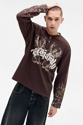 Ed Hardy UO Exclusive Maglietta Marrone Waffle