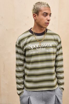 iets frans... Green Sportswear Stripe Long Sleeve T-Shirt