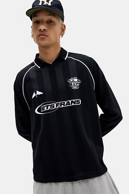 iets frans. Black Long Sleeve Football Shirt - Black XS at Urban Outfitters
