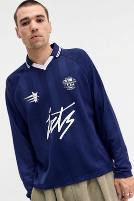 iets frans... Navy Long Sleeve Football T-Shirt