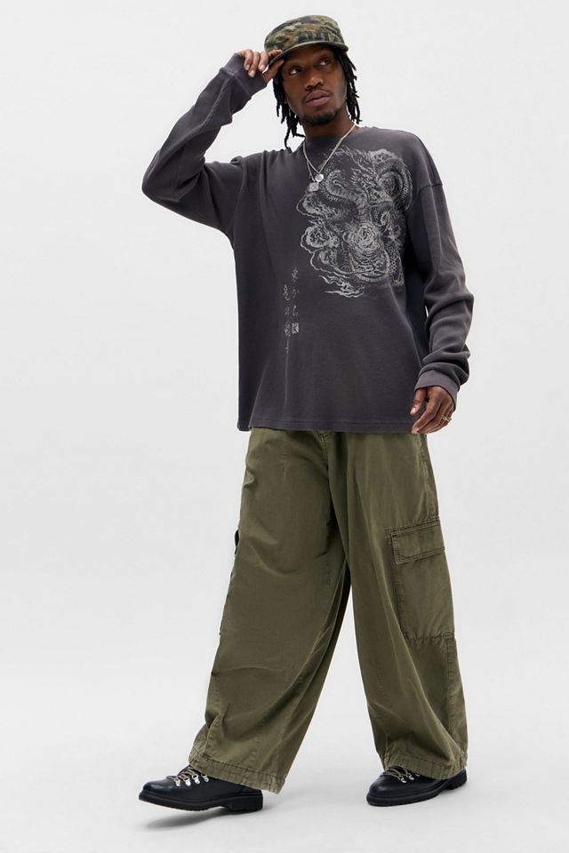 UO Black Dragon Long Sleeve Waffle T-Shirt #1