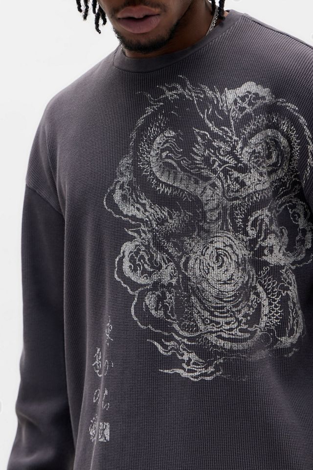UO Black Dragon Long Sleeve Waffle T-Shirt #2