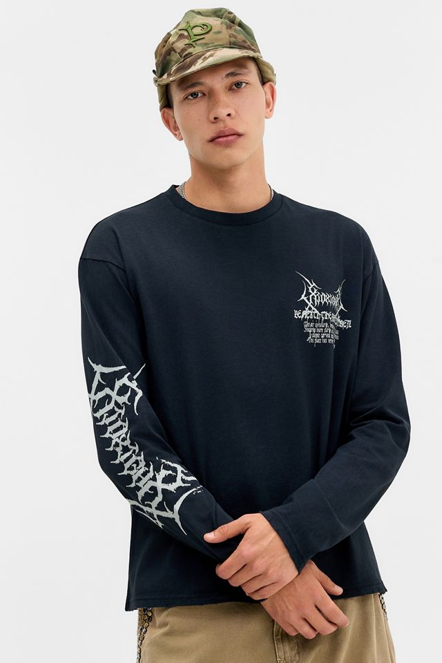 トップス 00s bpn long sleeve gothic archive Archivis Gothic Print Long Sleeve T-Shirt | Urban Outfitters UK